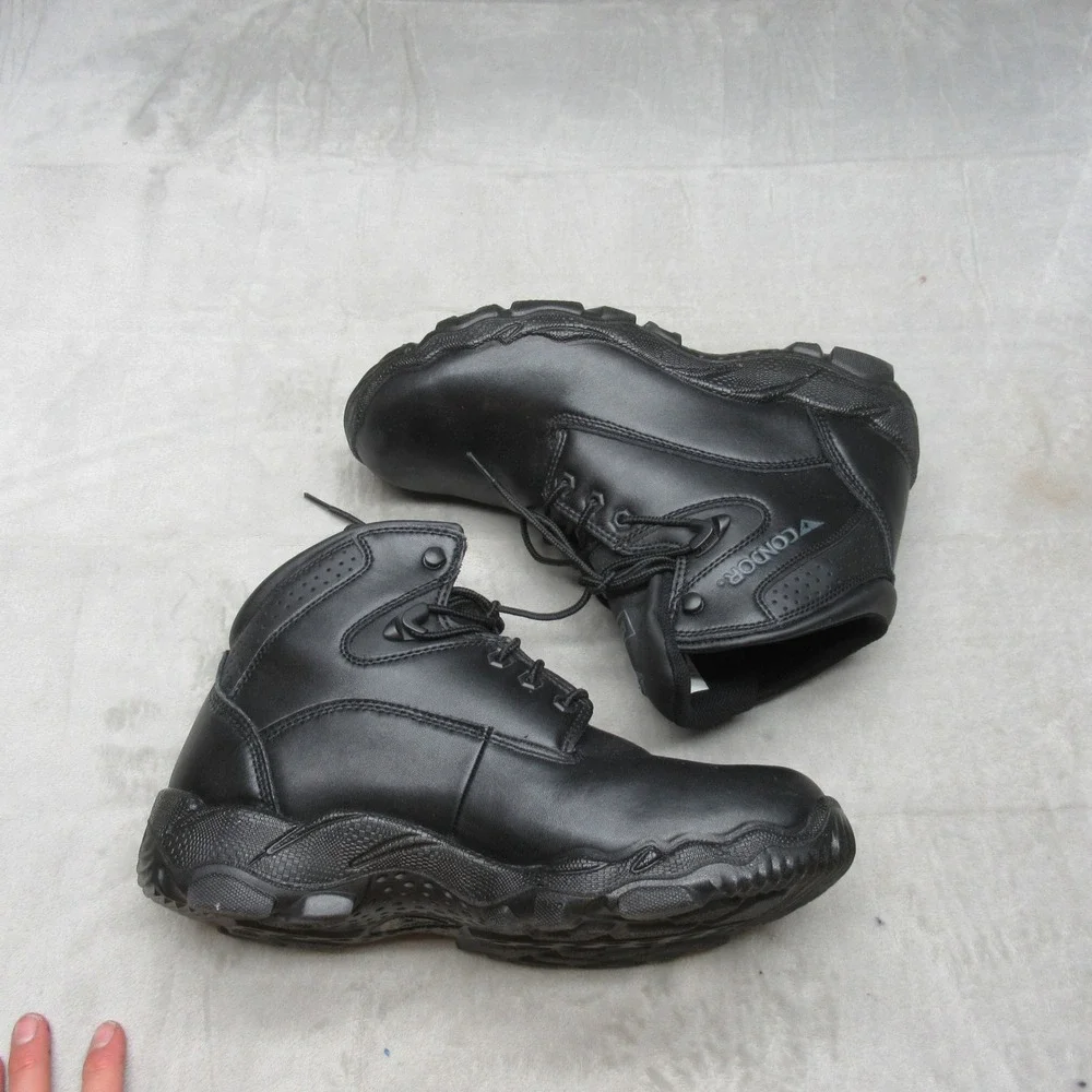 Condor Men 12 Work Boots Black Leather Steel Toe Lace Up Rain Slip Resistant NEW